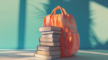 Orange Backpack with Books
