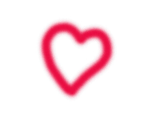 Red heart outline symbol with blurred edges on white background. Abstract love icon design for romance, passion, and affection themes. Minimal graphic element for modern creative projects.