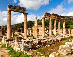 Ancient ruins under a sunny sky