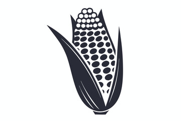 Dark Corn Cob with Husks Element on White Background Design