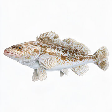 Kelp Greenling Fish Isolated on White Background