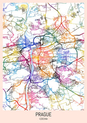 Prague Czechia City Map. downtown tourism, house art travel, scenic metropolis concept, travel art city, patriotic abstract banner