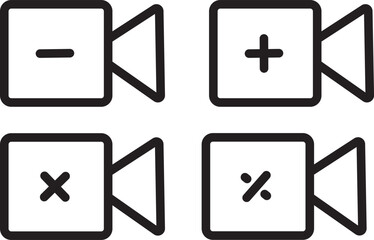 video camera icon for app and website. vector.Play button on video camera icon in generic style
