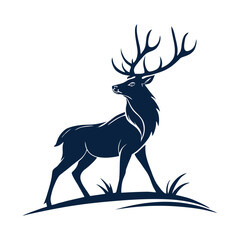 Majestic Deer Silhouette Standing on Hill