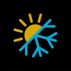 Summer and winter insulation icon isolated on black background