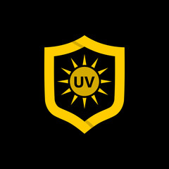 UV protection icon isolated on black background