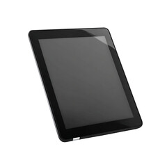 Black tablet angled, blank screen