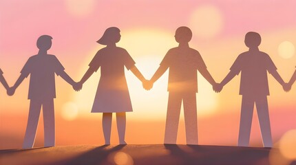 family, paper, group, symbol, together, team, teamwork, concept, holding, togetherness, unity, community