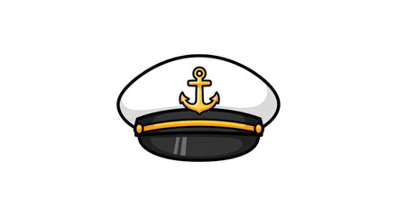 Decorative Nautical Captain Hat with Golden Anchor Emblem for Maritime Themed Events