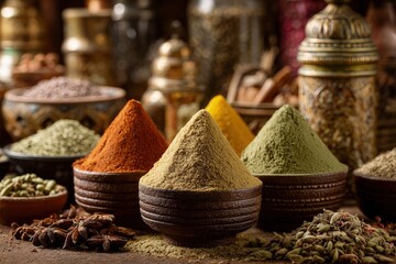 Colorful Spices Display In Bowls