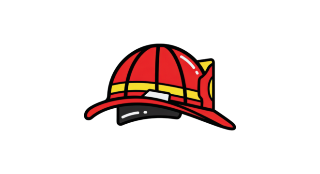 This Illustration Showcases a Red Firefighter Helmet Ready for Action Protecting People - Powered by Adobe