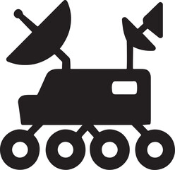 Silhouette of a lunar rover exploring the moon surface, perfect for space and science designs.