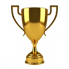 A classic golden trophy with handles, isolated on a white