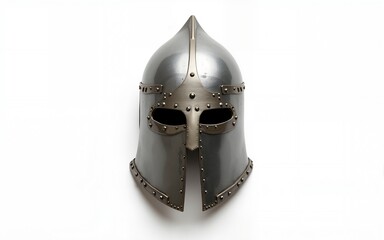Medieval Metal Helmet on White Background. High quality