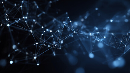 Artificial intelligence digital network on blue backdrop