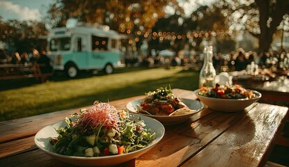 Outdoor Dining Event Food Truck