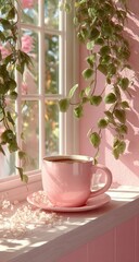 Fototapeta premium Pink Drink by the Window
