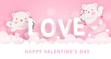 Valentine's day greeting card with cute cupid .