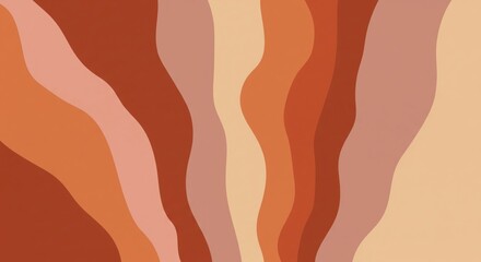 A groovy, abstract background with vertical wavy stripes in warm, retro earth tones for a modern boho design.