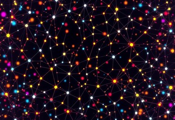 Abstract vector machine learning pattern, seamless background of nodes and connections,  background,  style