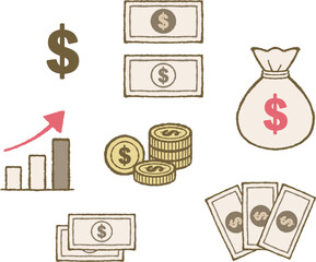 Dollar, Assets, Savings, Finance, and Budget Illustration Set