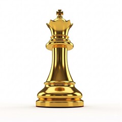 A golden shiny chess king, isolated on a white