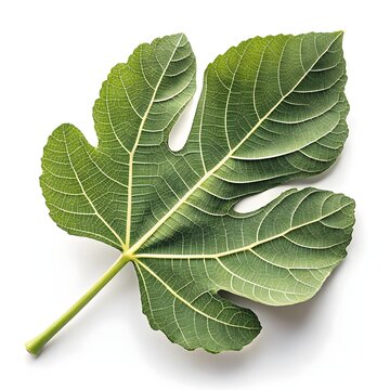 Roxburgh Fig Leaf Bold Lush Green Texture with Striking Veins and Natural Beauty Showcased in Crisp Minimal Still Life on Clean White Background