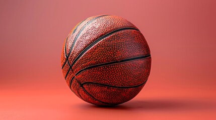 Fototapeta premium A Detailed Basketball on a Red Background Studio Shot
