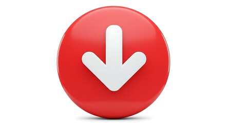 Red Circle with White Arrow Pointing Down Illustration Sign