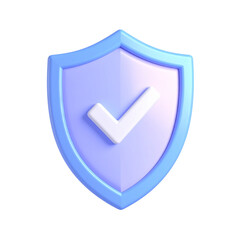 a close up of a blue shield with a tick on it