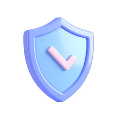 a close up of a blue shield with a tick on it