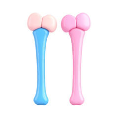 two plastic bone shaped toys are shown against a black background