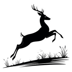 Majestic Deer Silhouette Standing on Hill