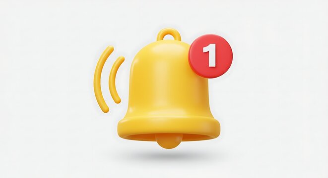 Yellow notification bell with a number one represents communication alert