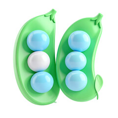 there are three peas in a green pod with blue eggs