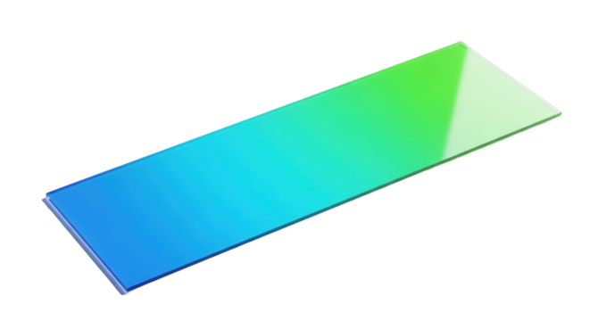 Pristine, ultra-thin synthetic crystal, blue to green gradient, laser-sharp edges, isolated on transparent background, high-key studio, advanced technology concept - Powered by Adobe