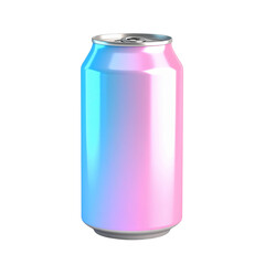 a close up of a can of soda with a pink and blue tin