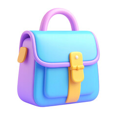 there is a blue and yellow bag with a yellow handle