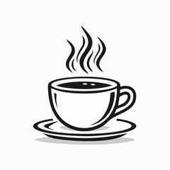 Aromatic Moment Steaming Cup of Delightful Warmth in Black and White Illustration