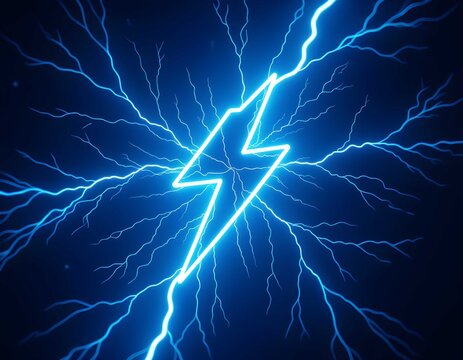 A powerful, abstract digital background of an intense blue lightning strike, symbolizing raw electrical power and energy