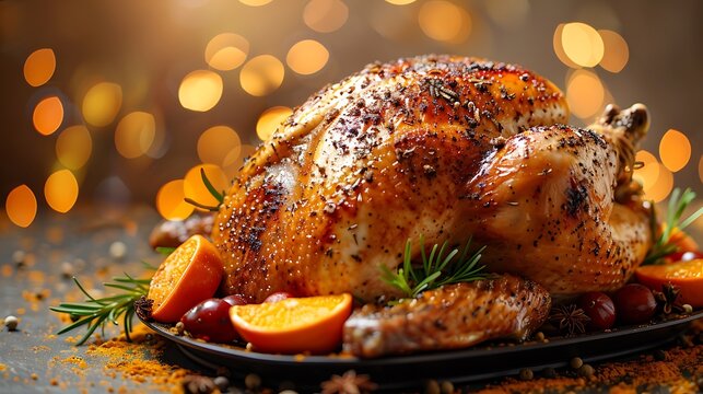 Delicious Roasted Turkey with Oranges and Rosemary for Festive Occasions