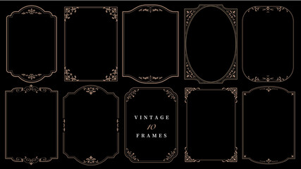 Fototapeta na wymiar ビンテージフレームセット,アンティーク装飾素材