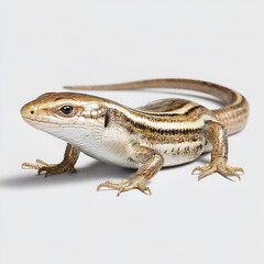 Fototapeta premium Striped skink lizard isolated on white background