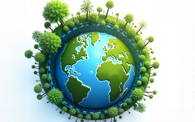 Intertwined Humanity and Environment: A Global Spiral of Green and Blue. High quality