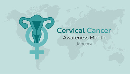 Vector illustration on the theme of Cervical Cancer awareness month observed each year during January. banner, Holiday, poster, card and background design.