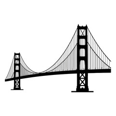 Obraz premium Clean Vector Silhouette of the Golden Gate Bridge, San Francisco