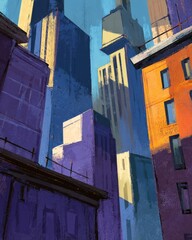 Obraz premium Urban Cityscape Pixel Art View