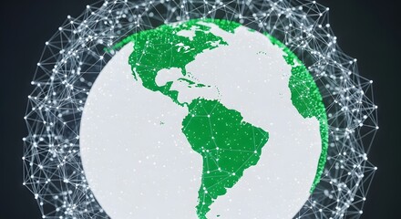 Stylized Globe with Connected Lines and Dots Representing Global Network and Technology