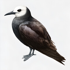 Black Noddy Realistic Detailed Seabird Isolated on White Background