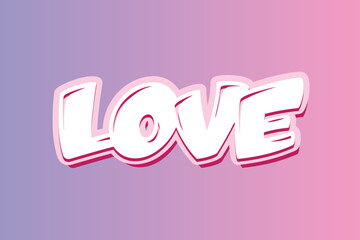White L O V E text with pink and purple gradient background love word